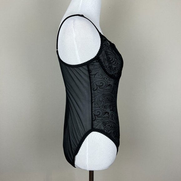 Victorias Secret Teddy 36B Black Lace Bodysuit Sheer Cheeky Underwire Sexy New - Picture 4 of 12